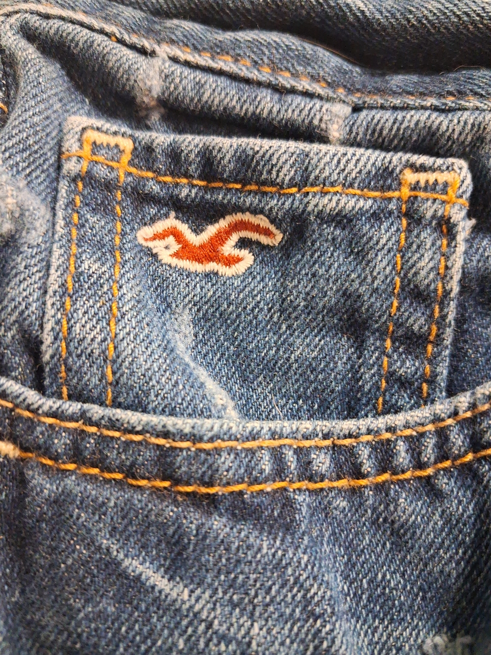 Hollister Rolled Hem Distressed Denim Shorts - Blue - Picture 2 of 6